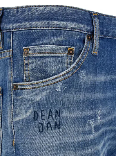 Dsquared2 'cool Guy' Light Blue Five-pocket Jeans With Rips In Stretch Cotton Denim Man In Blue