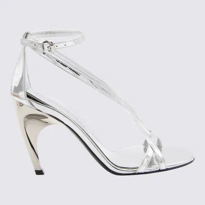 Alexander Mcqueen Silver-tone Leather Twisted Armadillo Sandals