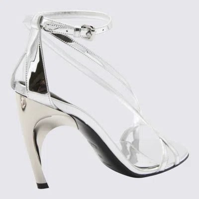 Alexander Mcqueen Silver-tone Leather Twisted Armadillo Sandals