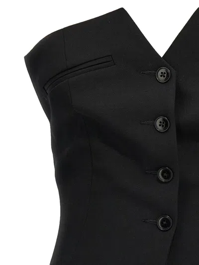 Alexander Wang Deconstructed Wool Vest With Tailored Bodice In Black