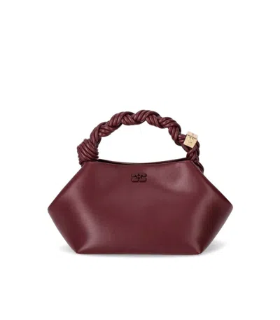 Ganni 'bou' Bordeaux Mini Handbag With Braided Handle And Removable Shoulder Strap