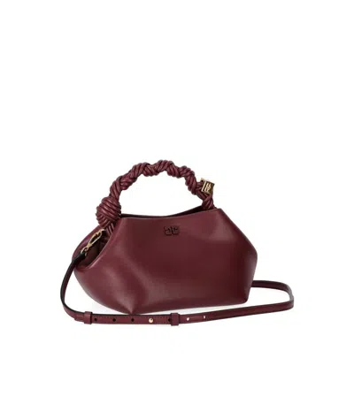 Ganni 'bou' Bordeaux Mini Handbag With Braided Handle And Removable Shoulder Strap