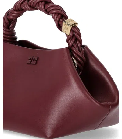 Ganni 'bou' Bordeaux Mini Handbag With Braided Handle And Removable Shoulder Strap