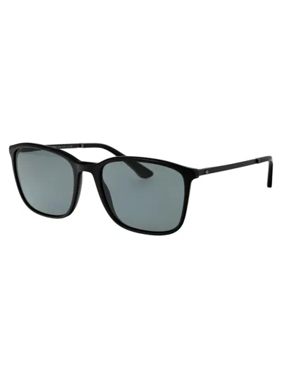 Giorgio Armani Black Acetate Sunglasses In Black
