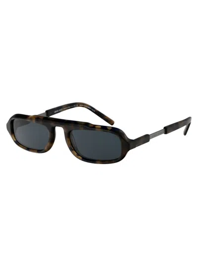 Giorgio Armani Blue Havana Acetate Sunglasses In Brown