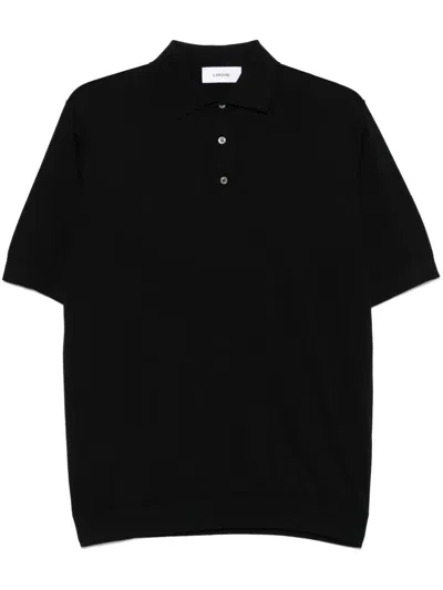 Lardini Classic Black Polo Shirt With Timeless Design In Black