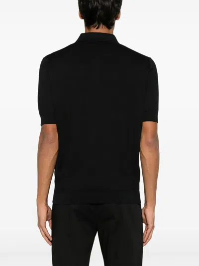 Lardini Classic Black Polo Shirt With Timeless Design In Black