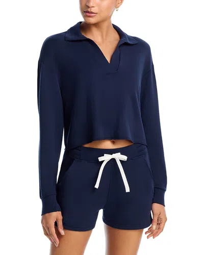 Splits59 Joan Fleece Polo Sweatshirt In Blue