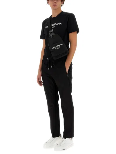 Dolce & Gabbana Jogging Pants With Plaque Detail In Black