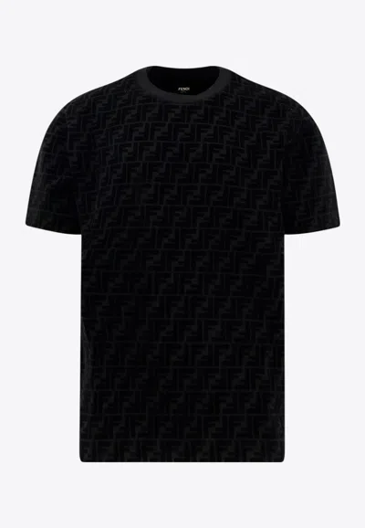 Fendi Cotton T-shirt With All-over Printed Ff Motif