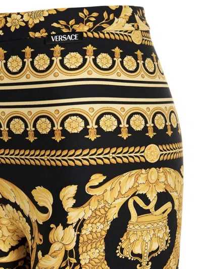 Versace High-waisted Stretch Leggings With Barocco Print In Multi