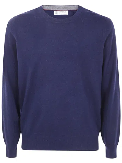 Brunello Cucinelli Crew Neck Jumper In Blue