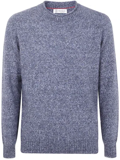 Brunello Cucinelli Sweater Crew Neck Long Sleeves In Blue