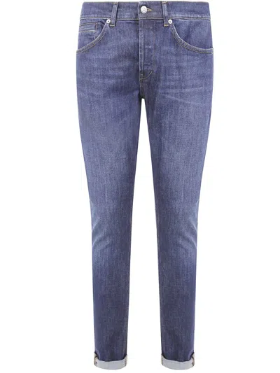 Dondup Flat Front Trousers With Diagonal Pockets In Blue