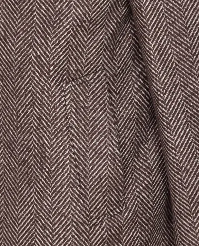 Brunello Cucinelli Chevron Motif Coat Logo Buttons In Brown