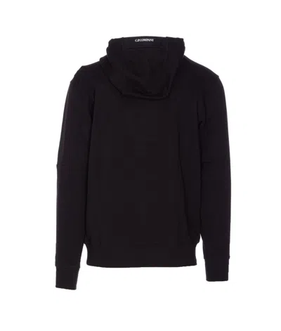 C.p. Company Crewneck Sweatshirt With Arm Patch And Hood In Black