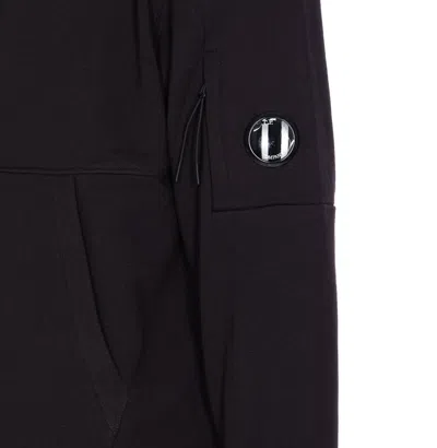 C.p. Company Crewneck Sweatshirt With Arm Patch And Hood In Black