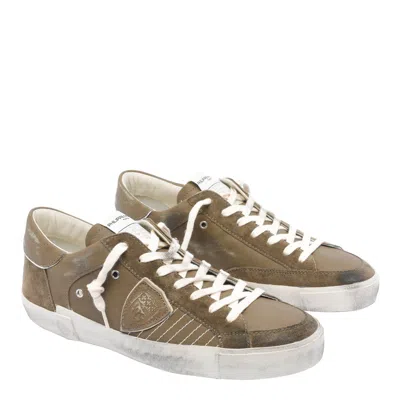Philippe Model Paris X Leather And Suede Sneakers In Brown