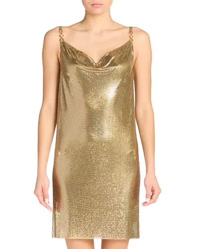 Versace Sleeveless Cowl-neck Metal Mesh Mini Dress