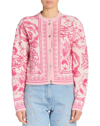 Versace Baroque Subaquatique Patterned Crew Neck Cardigan