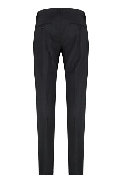 Dondup Wool Trousers With Belt Loops And Pockets In Black