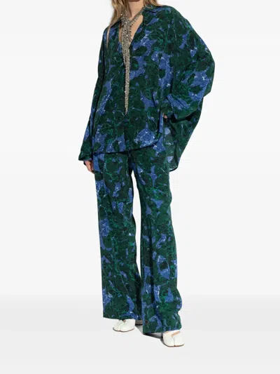 Dries Van Noten Floral Print Casia Shirt In Green