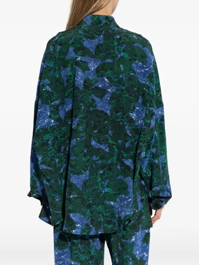 Dries Van Noten Floral Print Casia Shirt In Green