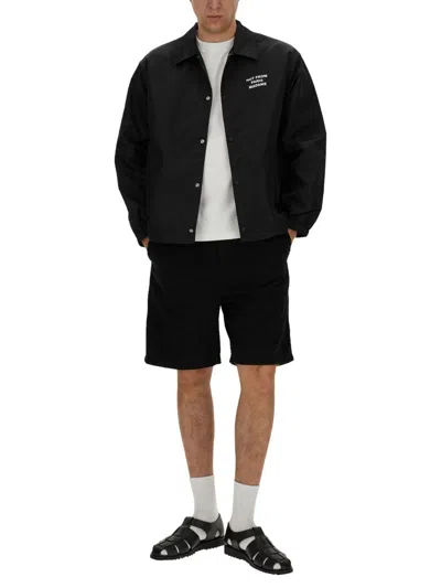 Drôle De Monsieur Black Jacket With Logo In Black