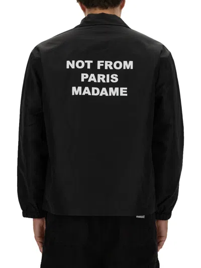 Drôle De Monsieur Black Jacket With Logo In Black