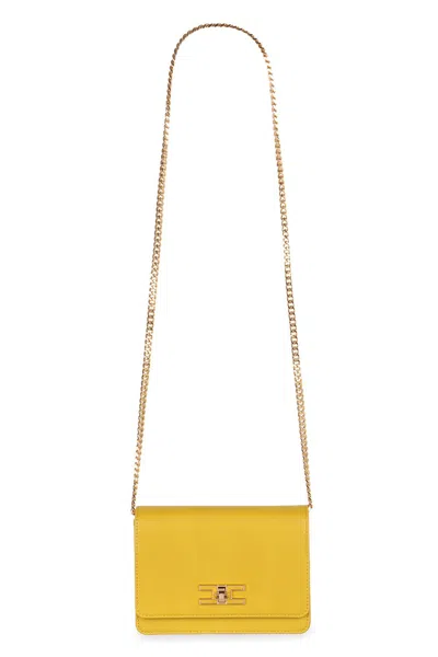Elisabetta Franchi Faux Leather Shoulder Bag In Yellow