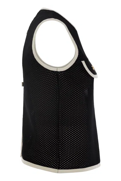 Elisabetta Franchi Crew-neck Mesh Top In Black