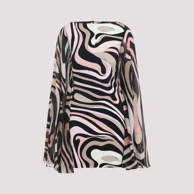 Pucci Flowing Abstract Pattern Dress In Brown