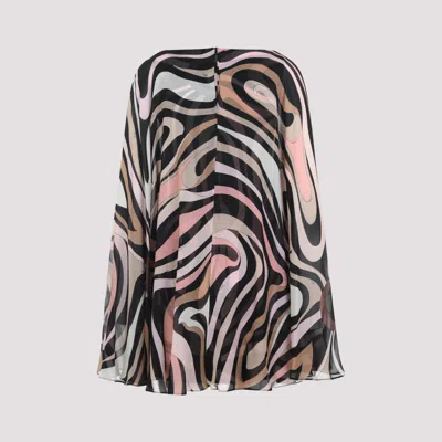 Pucci Flowing Abstract Pattern Dress In Brown