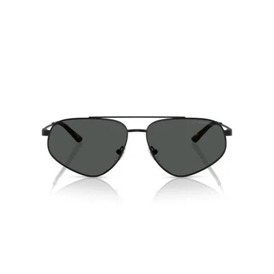 Emporio Armani Nero Opaco Metal Sunglasses In Black