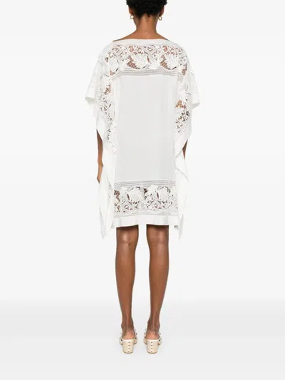 Ermanno Scervino Embroidered Silk Short Dress In White