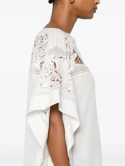 Ermanno Scervino Embroidered Silk Short Dress In White