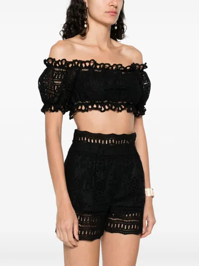 Ermanno Scervino Cotton Blend Off-shoulder Crop Top
