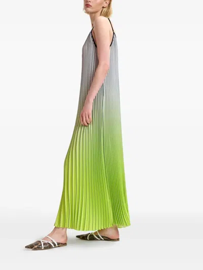 Essentiel Antwerp Haurus Pleated Maxi Dress In Green