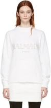 BALMAIN White Angora Logo Sweater