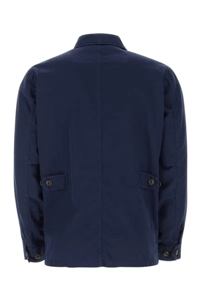 Fay And Cotton Twill Bomber Jacket In Blue