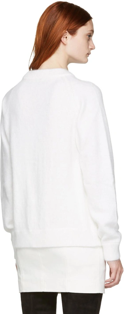 Shop Balmain White Angora Logo Sweater