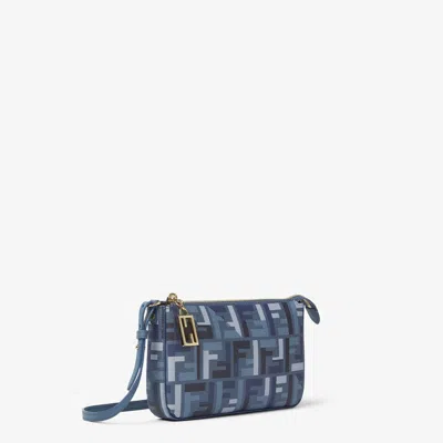 Fendi Pouch With Chain Baguette In Blue Ff Fabric Women