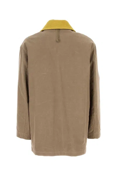 Fendi Cappuccino Canvas Coat In Metallic