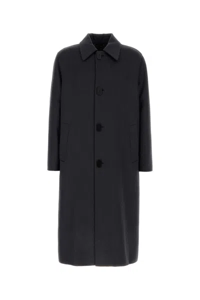 Fendi Cappotto In Misto Lana Antracite Uomo