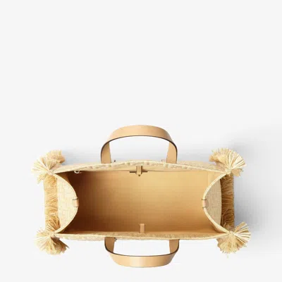 Fendi Summer Tote Bag In Jacquard Fabric With Ff In Raffia
