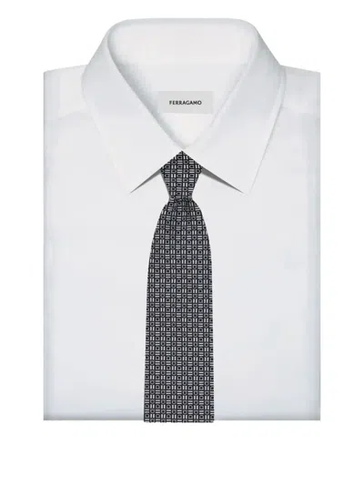 Ferragamo Alassio Silk Tie In Black
