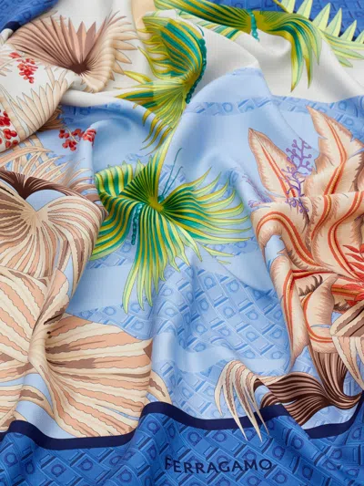 Ferragamo Square Floral Print Silk Scarf In Multi
