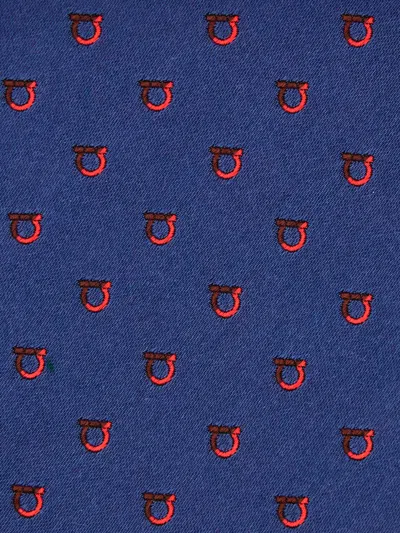 Ferragamo Two-tone Jacquard Silk Tie In Blue