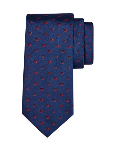 Ferragamo Two-tone Jacquard Silk Tie In Blue