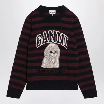 Ganni Graphic Wool Mix Poodle Stripe Sweaters And Cardigans Multicolor In Multi